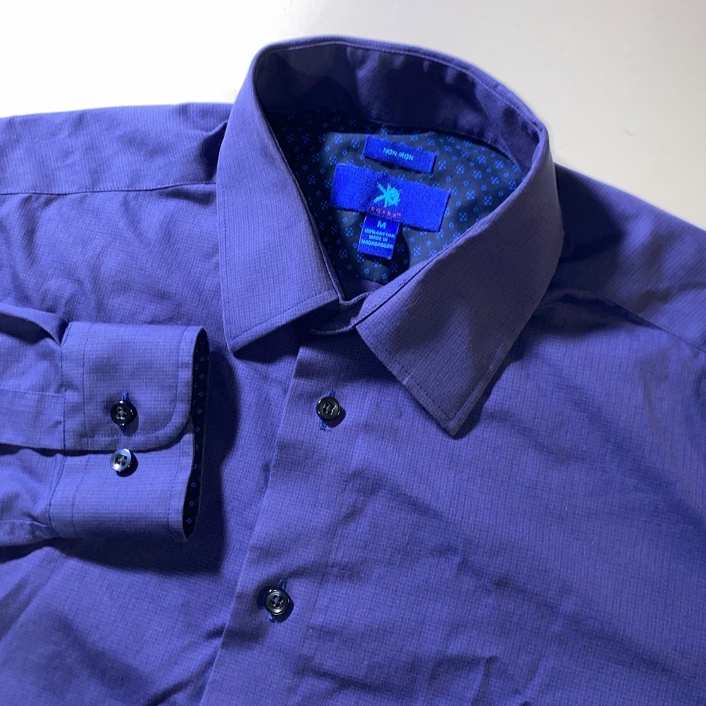 Egara Mens Non-Iron Dress Shirt Purple Long Sleeve Cotton Button Up Size M
